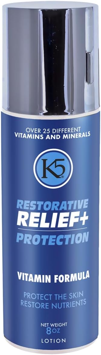 K5 Restorative Relief+ Protection – Age-Defying, Moisturizing Cream – Made in USA – Vitamins, Collagen and Niacinamide, 8oz