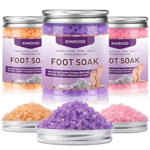 Himalayan Pink feet soka Salt 3 Set Kit Lavender Scent Orange Scent Rose Scent Foot Soak Salts with Epsom Set-Foot Athletes Foot spa Itching,Foot Bath Salt Tea Tree Oil Foot Care
