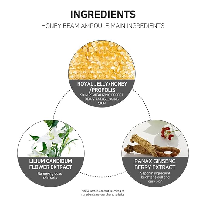 I'M SORRY FOR MY SKIN Facial Skin Ampoule, Korean Skin Care Serum for Face with Propolis, Adenosine and Niacinamide, Anti-Wrinkle & Nourishing Effect (Honey Beam Ampoule)