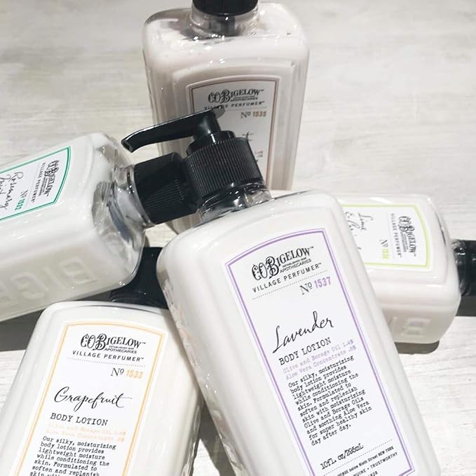 C.O. Bigelow Grapefruit Body Lotion for Women and Men, Village Perfumer Lotion with Olive Oil, Borage Oil, and Aloe Vera Concentrate, 10 fl oz