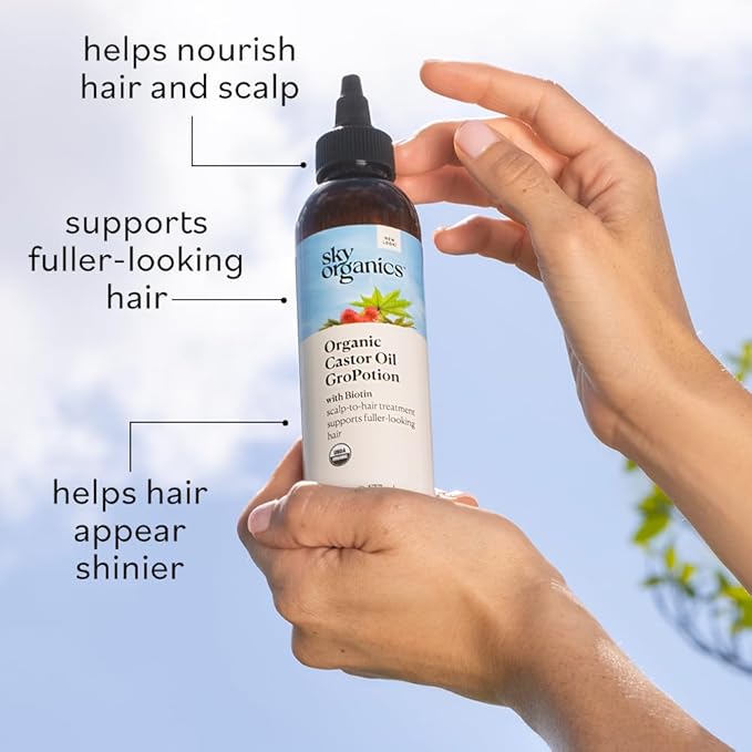 Sky Organics Organic GroPotion for Hair USDA Certified Organic to Strengthen, Lengthen & Condition, 6 fl. Oz with Ebook