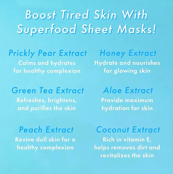TONYMOLY Super Food Mask Bowl, Sheet Face Mask Set, Korean Skincare to Replenish & Hydrate Tired Skin, 0.74 oz