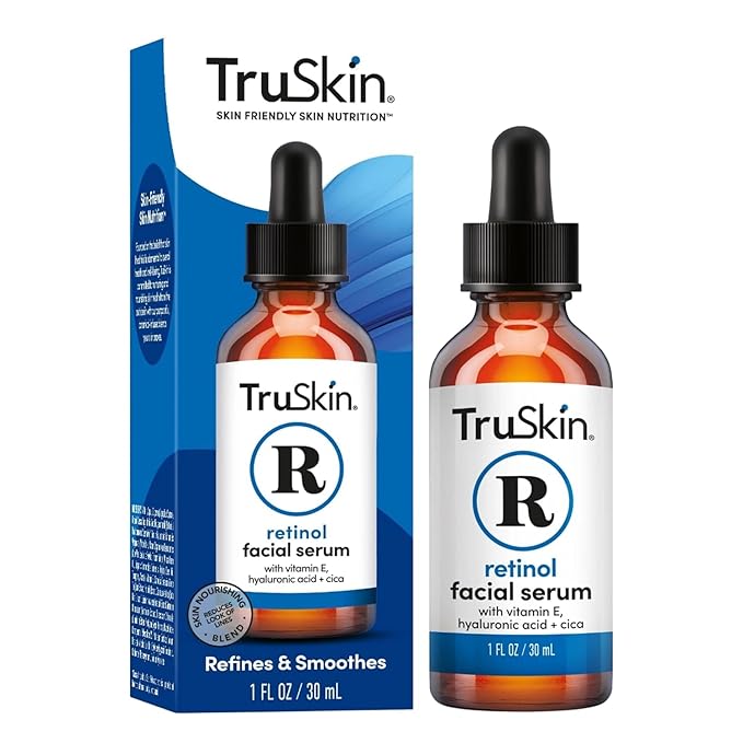 TruSkin Retinol Serum for Face – Gentle Anti-Aging Serum with Retinol, Hyaluronic Acid, and Vitamin E for a More Youthful Feel – Skin Care Made to Improve Look of Fine Lines, Wrinkles, 1 fl oz