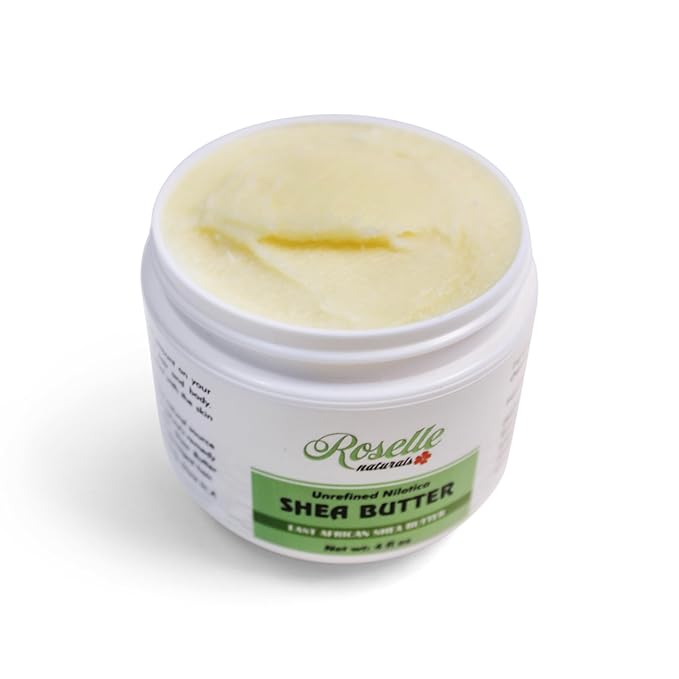 Roselle Naturals African Shea Butter - All Natural Nilotica Shea Butter Raw Organic, Unrefined Pure and Creamy White Shea Nilotica for Skin, Face, Hair and Body, 8 oz
