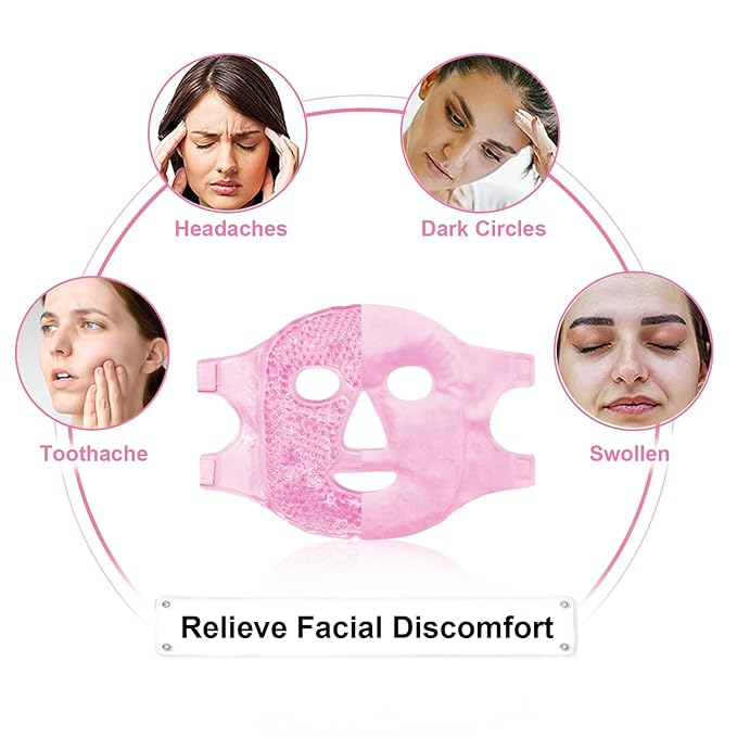 Cold Face Eye Masks Ice Face Mask Hot Cold Compress for Dark Circles, Puffiness, Migraines, Headache, Stress, Redness, Cooling Face Masks for Women Man, Skin Care