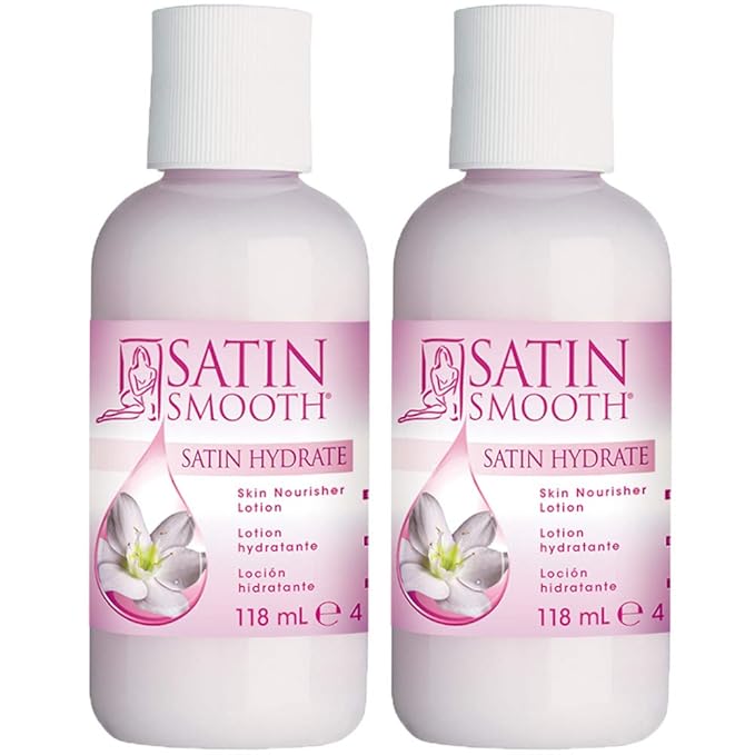 SATIN SMOOTH Hydrate Skin Nourisher Lotion Post Waxing Treatment (Perfect as Daily Moisturizer) 4 oz x 2 packs