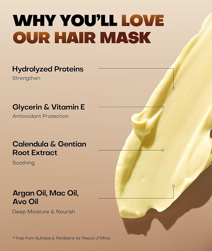 Karsell Collagen Hair Mask for Deep Conditioning, Keratin Hair Treatment with 4 Hydrolyzed Proteins, Moroccan & Avocado Oils Conditioner for Nourish, Calendula Gentian Extracts Care Dry & Damaged Hair