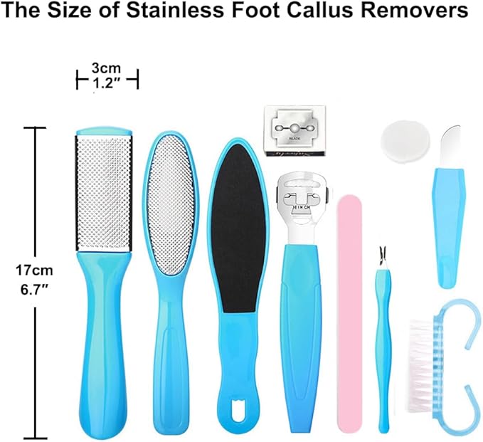 Stainless Callus Removers Set Foot File Pedicure Tools Kit for Feet Nail Clippers Set Fingernail Clipper Toenail Clipper Nail Care Tool with Travel Case for Men Women