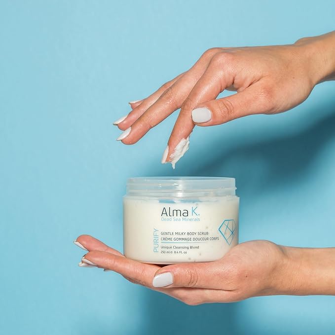 ALMA K Gentle Milky Body Scrub - Exfoliating Body Scrub - Body Exfoliator - Shower Scrub with Shea Butter - Exfoliating Scrub for Women - 8.4 oz