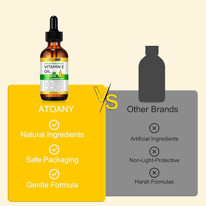 Vitamin E Oil 75,000 IU, Vitamin E Oil for Skin, Scars, Face, Reduce Fine Lines & Scars, Moisturizing Skin, Easy to Absorb, Pure Natural Body Oil 2 fl oz