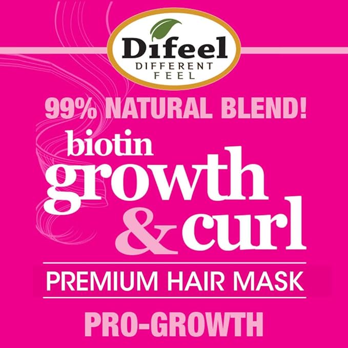 Difeel Growth and Curl Biotin Hair Mask 12 oz. - Hair Mask for Curly Hair Growth