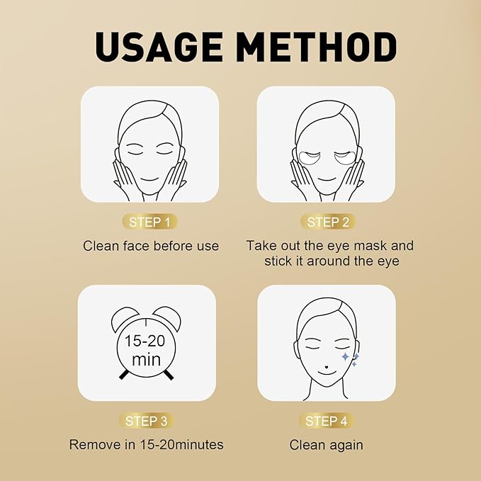 CHMI Under Eye Patches (200 Pairs) - 24K Gold Eye Patches for Puffy Eyes, Dark Circles, EyeBags and Wrinkles, Collagen Skin Care Products, Beauty & Personal Care
