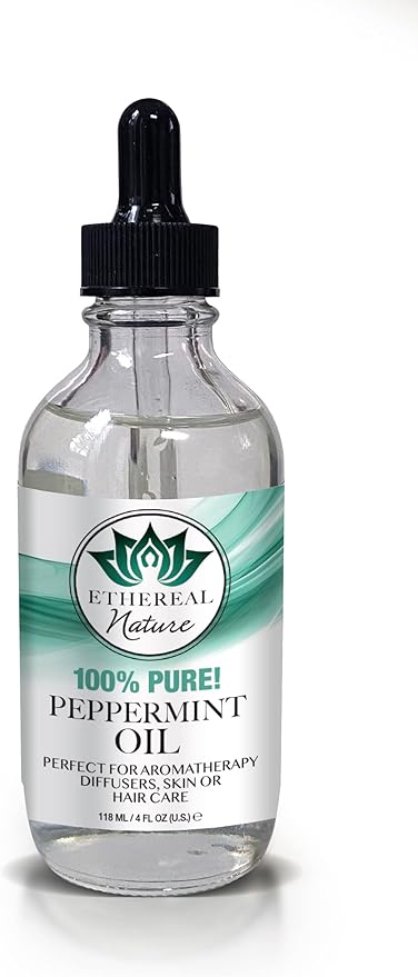 Ethereal Nature 100% Pure! Peppermint Oil – Perfect For Aromatherapy Diffusers, Skin, Nail and Hair Care – Beauty DIY – 4 FL OZ