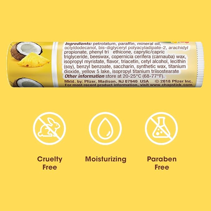 ChapStick Bulk Lip Balm, Aloha Coconut, 12-Pack – Luscious & Tropical Lip Moisturizer, 0.15 Ea