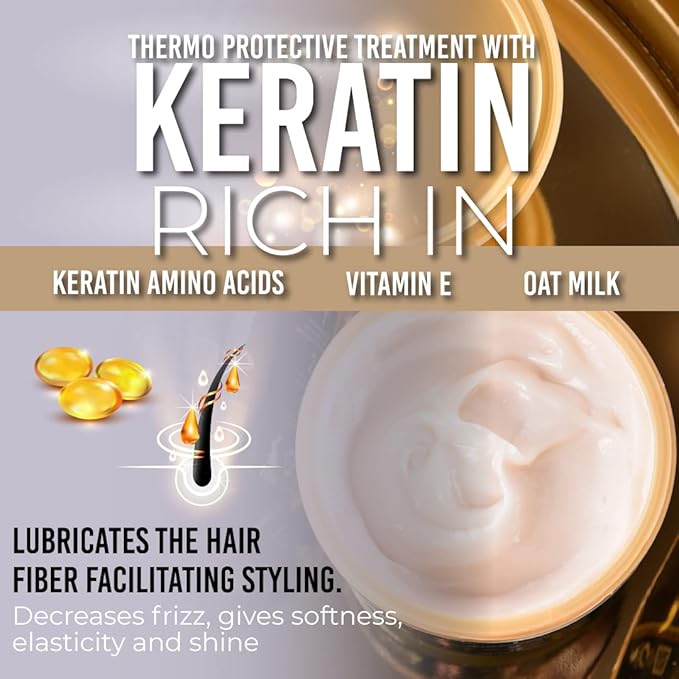 Thermoprotective Treatment With Keratin, Gives Softness Eslaticity And Shine, 500ml