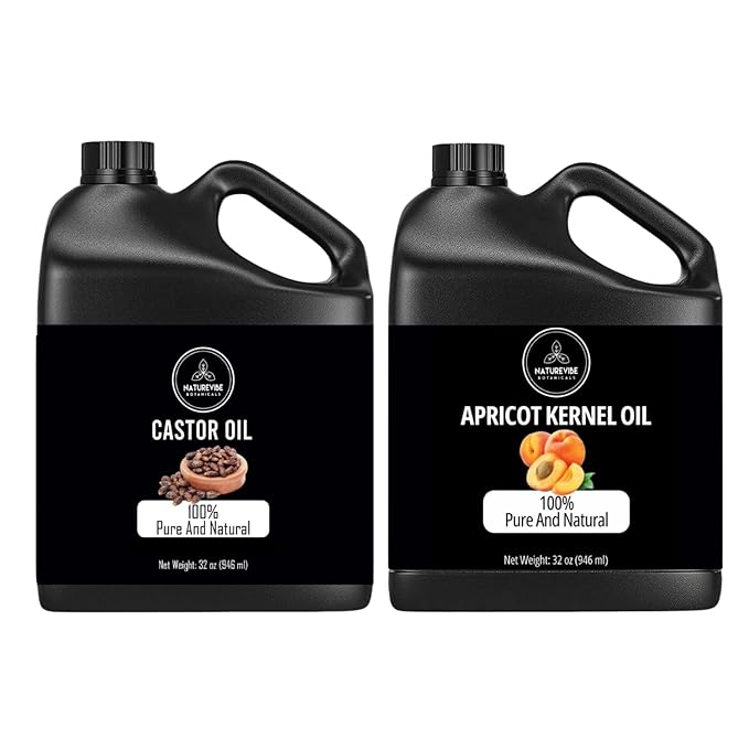 Naturevibe Botanicals Castor Oil 32oz and Apricot Oil 32oz | Oil Combo