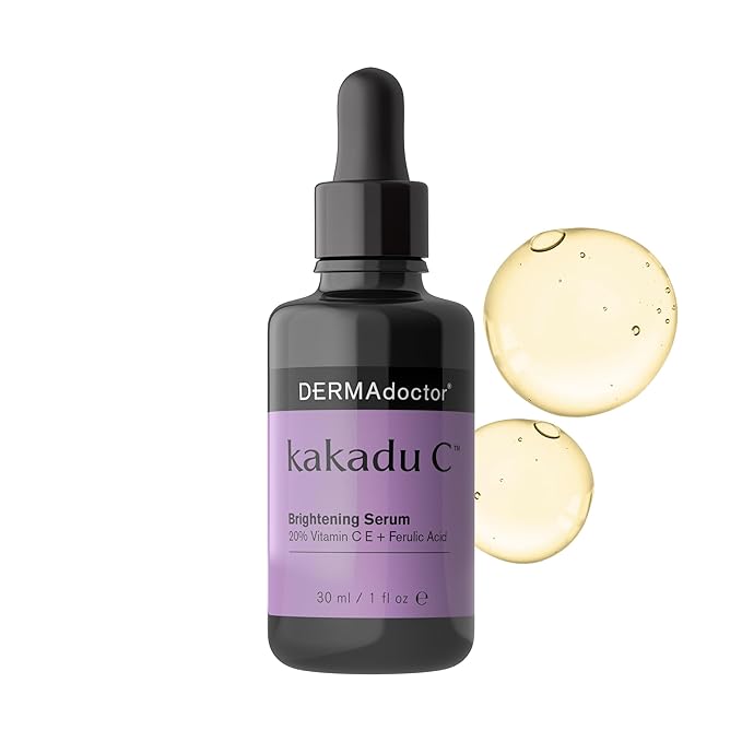 DERMAdoctor 20% Vitamin C Face Serum with Vitamin E & Ferulic Acid | Kakadu C Dermatologist-Formulated Anti-Aging, Hydrating & Discoloration Correcting Serum | Dark Spot Corrector - 1.0 fl oz