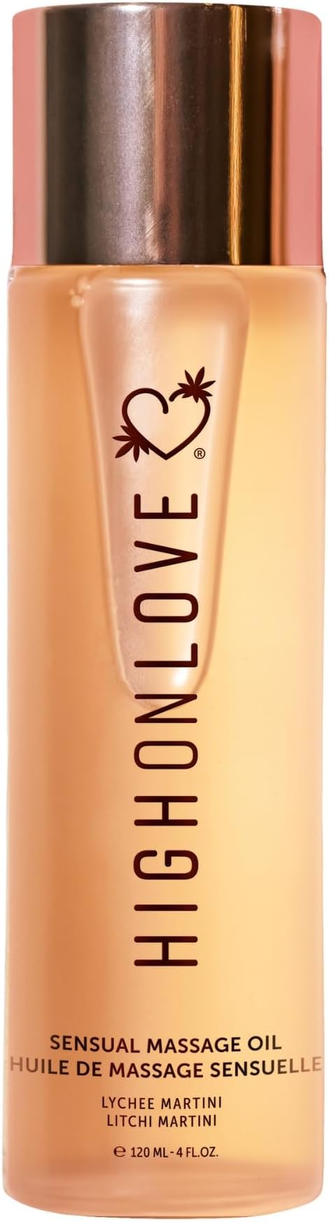 HIGHONLOVE Natural Body Oil with Hemp Seed, Grape Seed, & Vitamin E Oil - Moisturizing Body Glow with a Non-Greasy, Glowy Finish (120 ml) (Lychee Martini)