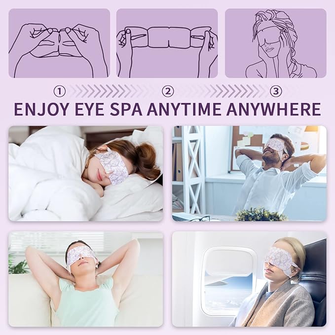 Steam Eye Mask 16 Packs, Self Heating Sleep Mask for Dry Eyes, Comfortable Warming Eye Mask, Disposable Heated Eye Mask, Relieve Eye Fatigue, Stress, Migraine,Relaxation Gifts for Women(Lavender)