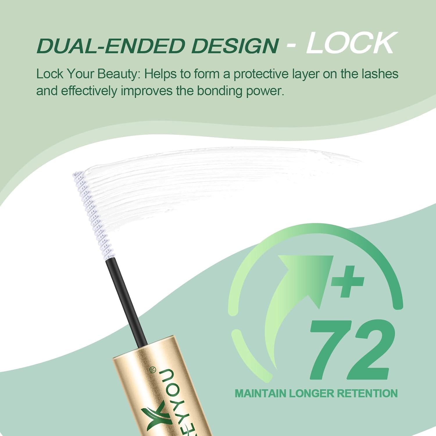 KEYYOU Lash Bond and Seal Cluster Lash Glue For Lash Clusters Strong Gentle Comfortable Bond and Seal WaterProof Mascara Wand Individual Lash Glue 5ml+5ml（CLEAR)