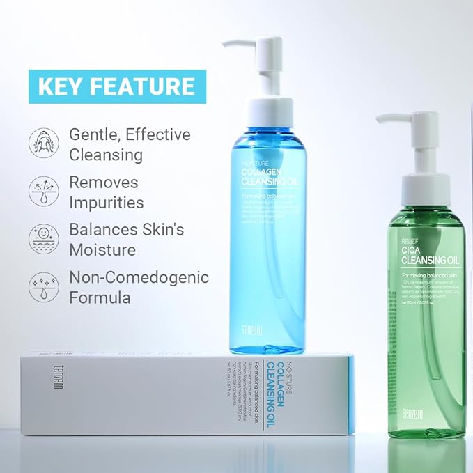tenzero Moisture Collagen Cleansing Oil 5.07 fl oz (150ml), Hydrating, Daily Makeup Blackhead Remover for Face, Pore Control Cleansing Oil, Korean Skincare, Double Cleansing