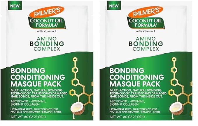 Palmer's Amino Bonding Complex Hair Mask, Intense Conditioning Masque Pack with Coconut Oil & Vitamin E, Heat Protectant, Anti Frizz, Adds Shine, Protects Hair Growth, All Hair Types, 2.1 oz packette