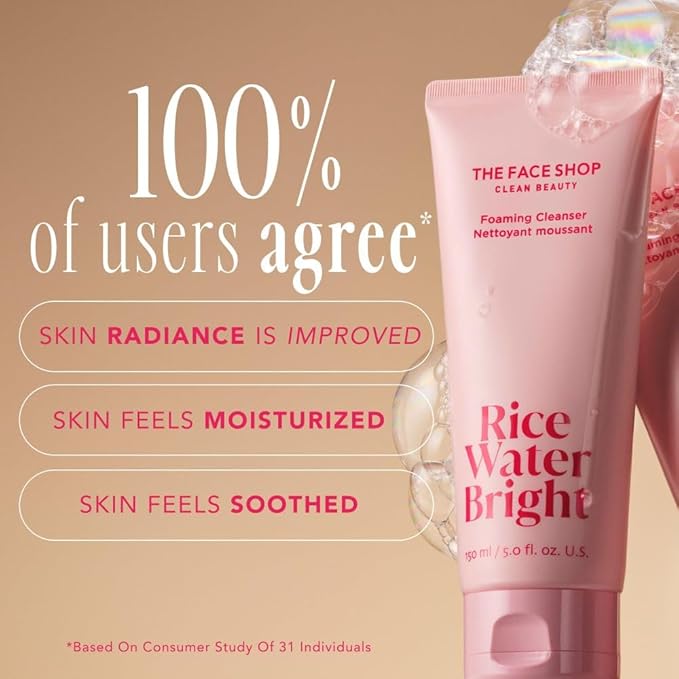 The Face Shop Rice Water Bright Double Cleansing Duo Set with Ceramide, Korean Skin Care, Gentle Face Wash & Pore Control Cleansing Oil, Hydrating, Moisturizing, Vegan Facial Cleanser, Makeup Remover