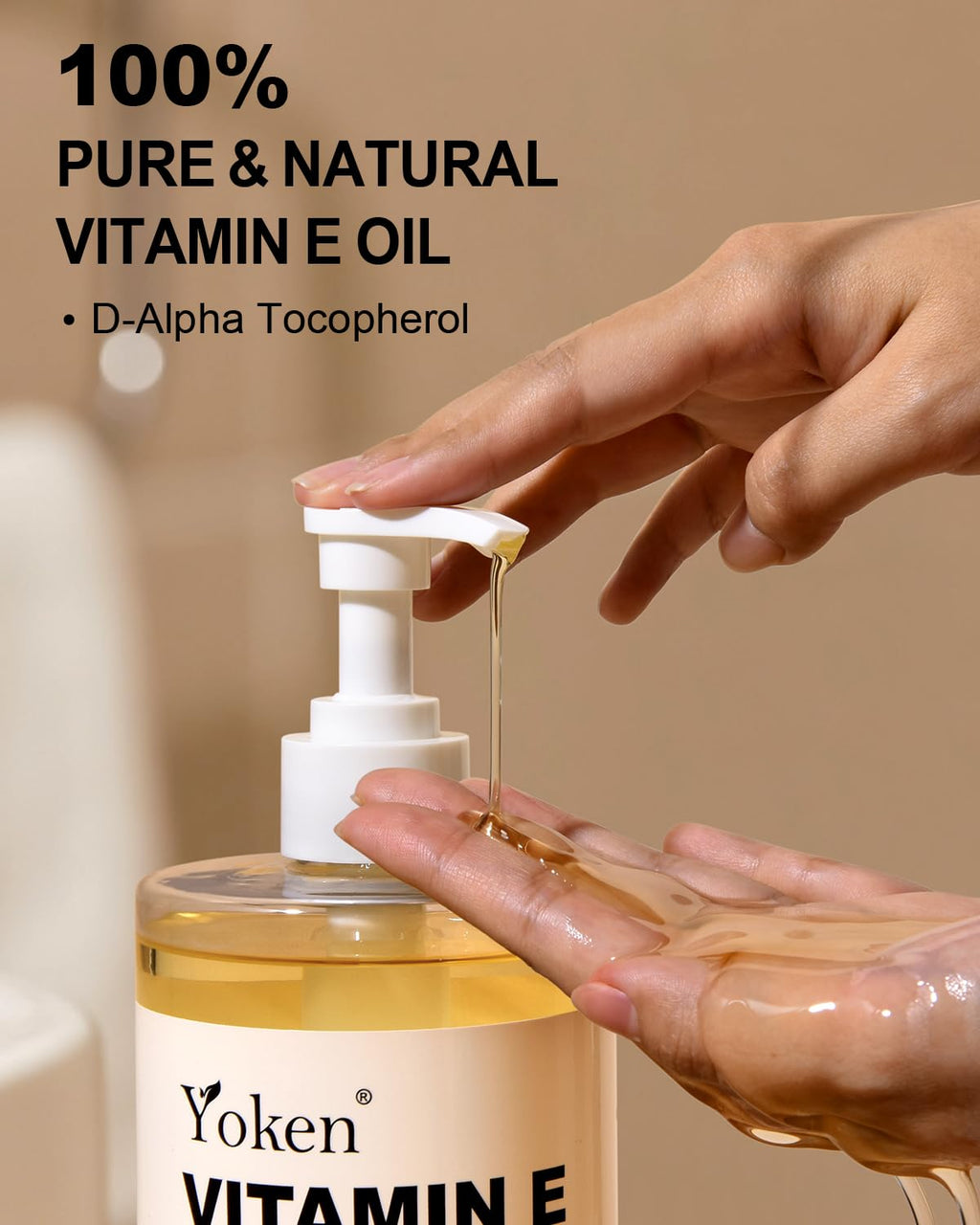 Yoken Vitamin E Oil 32 Fl Oz Organic Vitamin E oil for Skin 95,000 IU Vitamine oils for Scars Hair,Face,Nail,Scalp Perfect DIY Bath and Body Oil Cold Pressed Hexane Free Non-GMO Gluten Free Formula