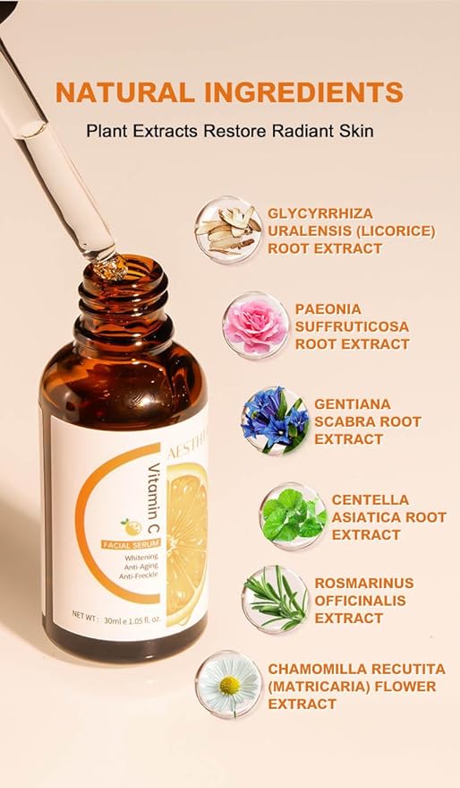 Premium Vitamin C Serum for Face, Anti Aging Serum with Hyaluronic Acid, Panthenol, Cubilose, Retinol & Amino Acids - Hydrate & Boost Skin Collagen