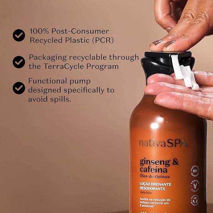 Nativa SPA by O Boticário Ginseng & Caffeine Toning Body Lotion, Fragranced Moisturizer Enriched with Purified Quinoa Drops to Boost Hydration, 13.5 Ounce (400ml)