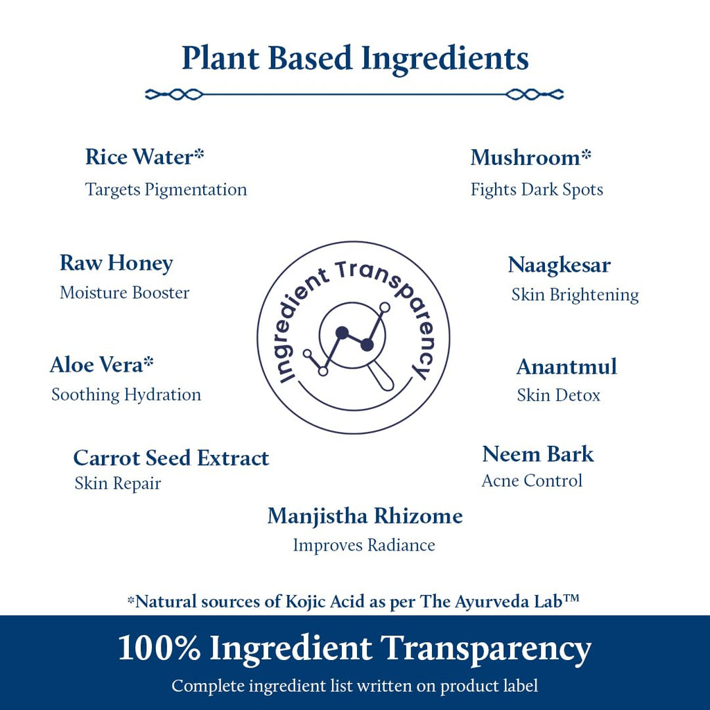 Blue Nectar Rice Water Face Wash with 2% Kojic Acid for Pigmentation | Face Cleanser for Oily, Dry & Sensitive Skin | Face Wash for Women & Men (11 Herbs, 6.76 Fl Oz)