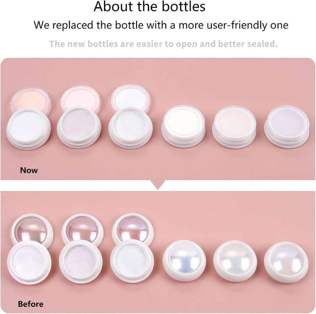 Artdone 6pcs Chrome Nail Powder White Pearl Unicorn Mermaid Aurora Nail Powder,Iridescent Chameleon Effect Nail Color Metallic Mirror Chrome Powder Kit for Nail Art Gel Polish kit