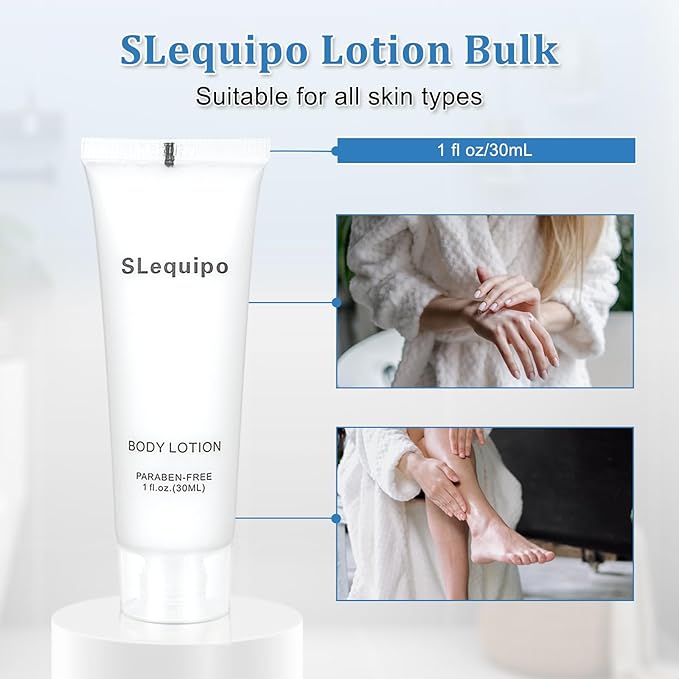 Travel Size Body Lotion Bulk (1 fl oz, 10 Pack), Refreshing Hotel Body Lotion, Mini and Small Size Body Lotion, Guest Hotel Toiletries in Bulk - Mini Body Lotion, Clear Container