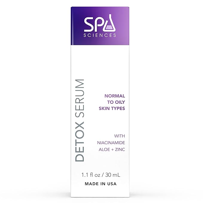 Spa Sciences - Detox Serum - Made in the USA - With Niacinamide, Zinc, Zeolite - Rejuvenate, Smooth - Vegan - For All Skin Types - 1.1oz