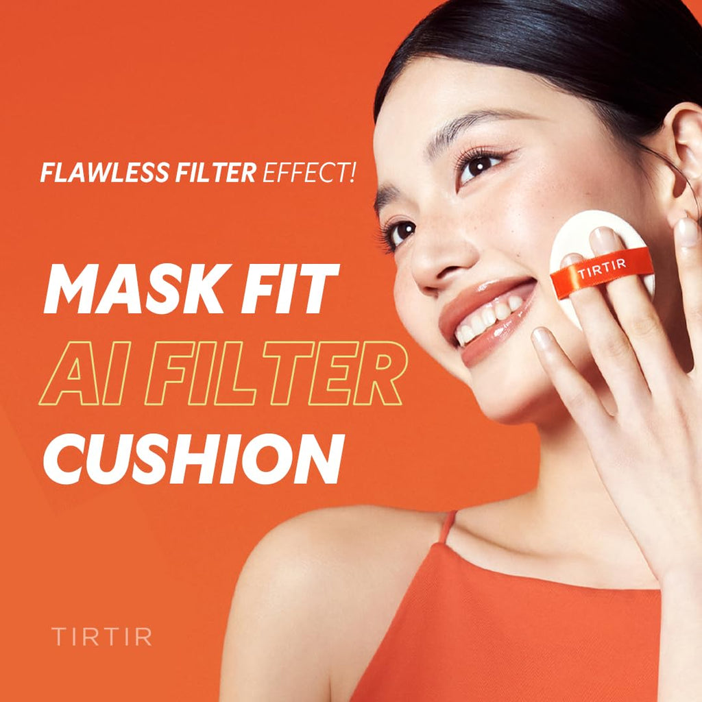 [*Mini Size*] TIRTIR Mask Fit Ai Filter Cushion Foundation | AI-Like Semi-Matte Finish - Up to 72-Hour Medium to Full Coverage Korean BB Cushion Make up Beauty, #19C Petal, 0.15 Fl Oz