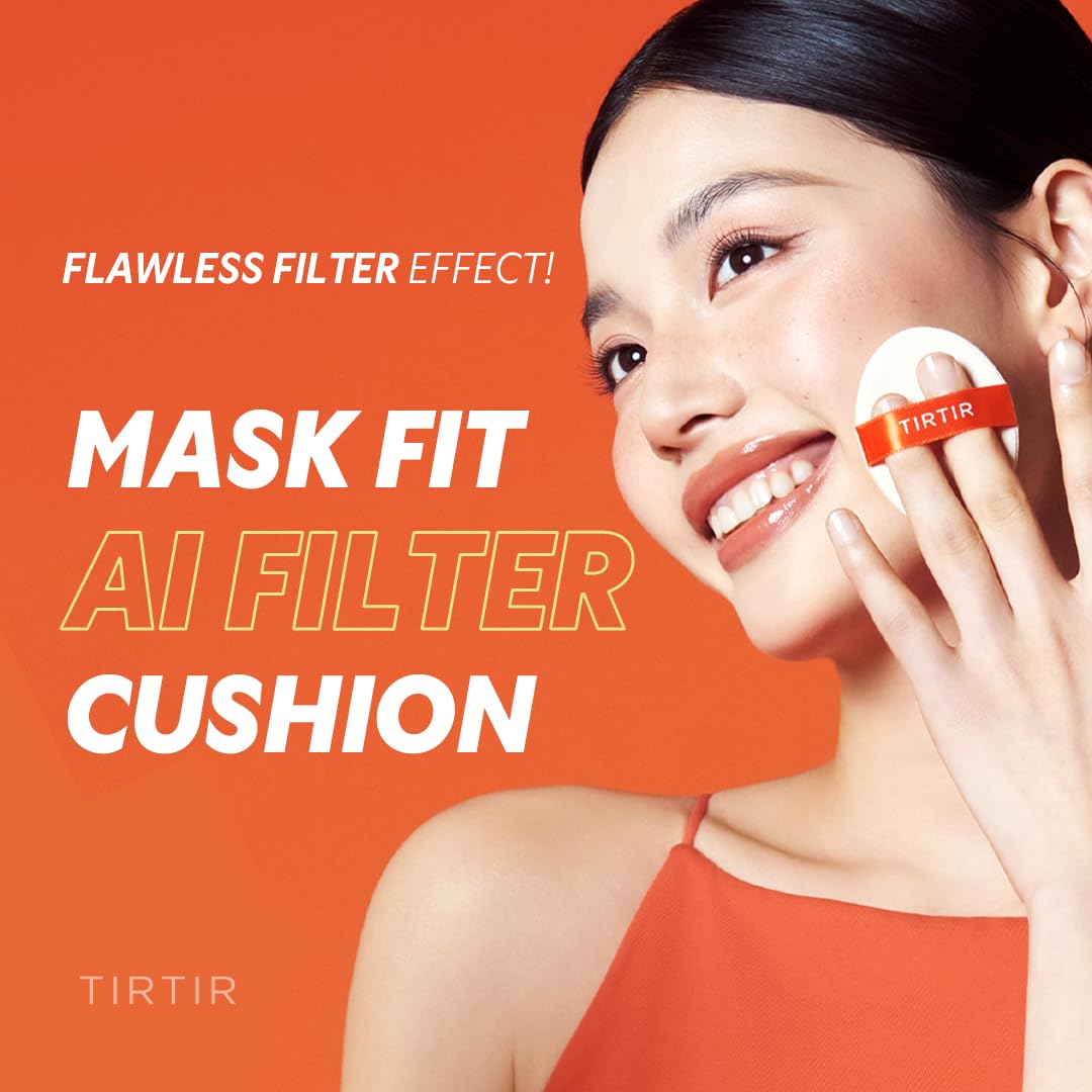 TIRTIR Mask Fit Ai Filter Cushion Foundation | AI-Like Semi-Matte Finish - Up to 72-Hour Medium to Full Coverage Korean BB Cushion Make up Beauty, #13N Fair Ivory, 0.63 Fl Oz