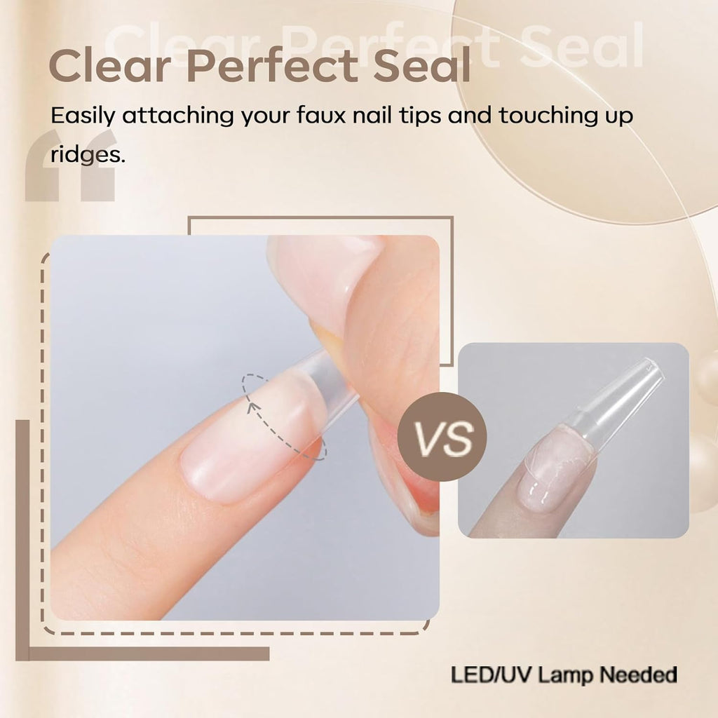 Modelones 9 in One Nail Glue Polish Set Brush On Gel Nail Glue 15ml for Rhinestone, Base Gel, Blooming Nail Art Gel Nail Kit Strengthener Treatment for Weak and Damaged Acrylic Nails U V Lamp Needed