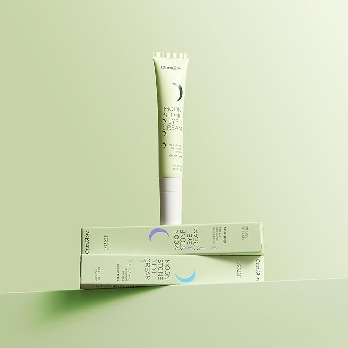 Caffeine Eye Cream for Dark Circles and Puffiness – Moonstone Under Eye Cream with Cooling Tip, Retinol, Hyaluronic Acid & Peptides – for Wrinkles, Bags, Fine Lines – Fragrance-Free