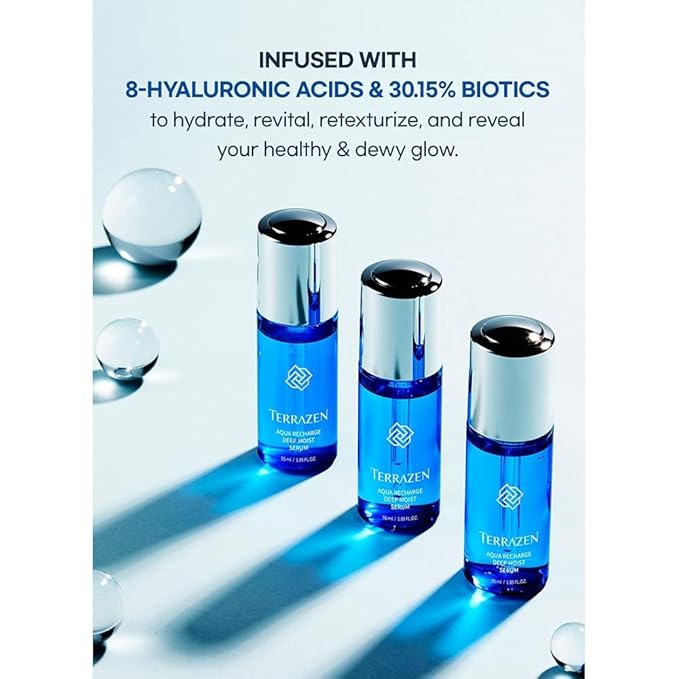 Aqua Recharge Deep Moist Serum, 1.85 fl oz / 55ml - Korean Face Serum, K Beauty, Biotics Intensive Serum, +8 Hyaluronic Acid for Dewy Radiance