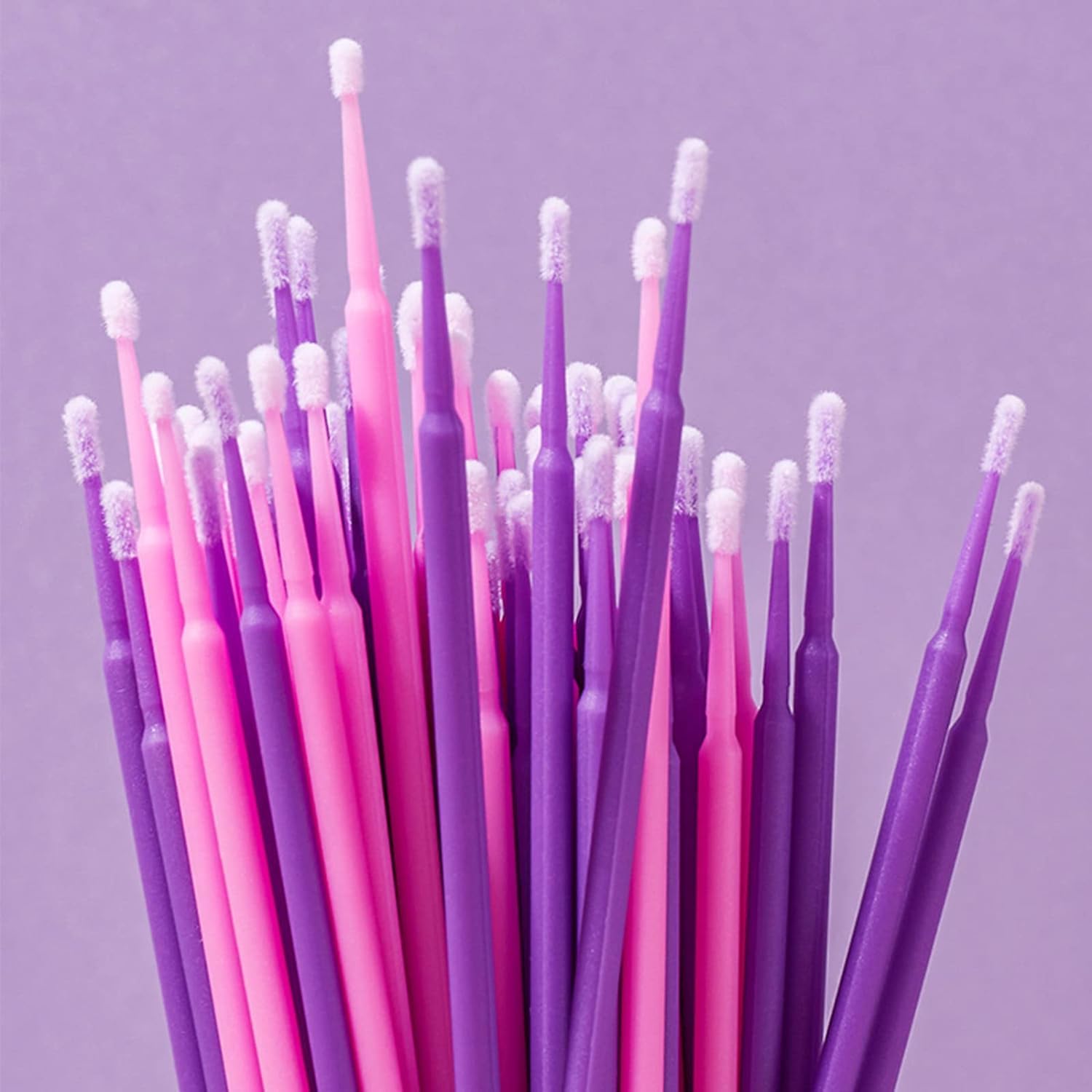 600PCS Microswabs for Eyelash Extensions，Micro Applicators Brush for Cleaning and Applying Make-up Purple (Head Diameter: 2.0mm)