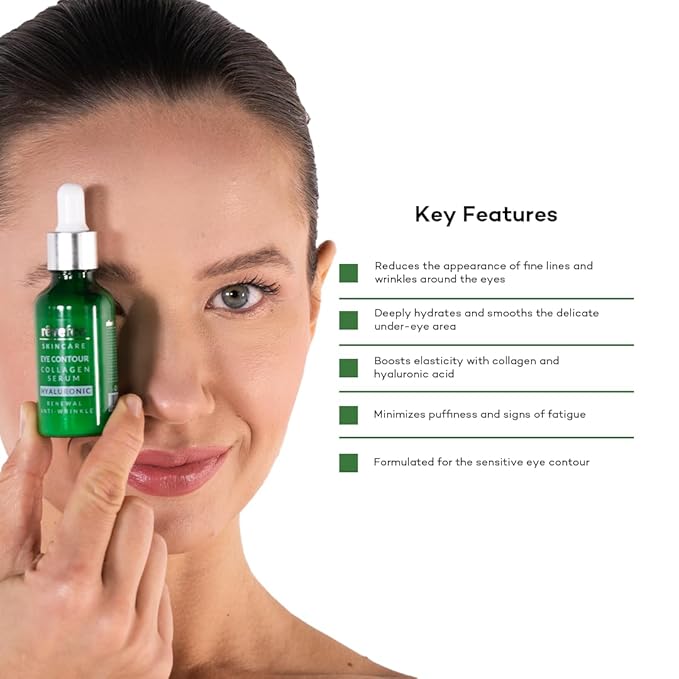 Collagen Hyaluronic Acid Serum; Reduces Dark circles, Puffy Eyes, Wrinkles, Under Eye Bags, Fine Lines. Anti-Aging, Hydrating Complex Eye Contour Serum, Effective Formula.