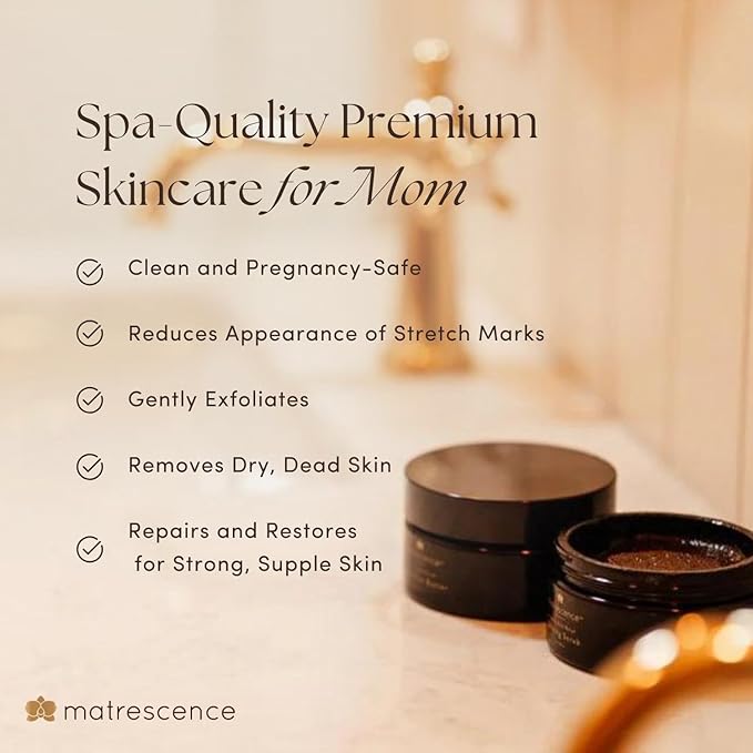 Stretch Mark Relief Refining Exfoliating Belly Scrub (8oz/118ml) | Spa-Quality Maternity Skin Treatment | Pregnancy-Safe Skincare Made for Mom | Renewing Skin Essentials for Mom