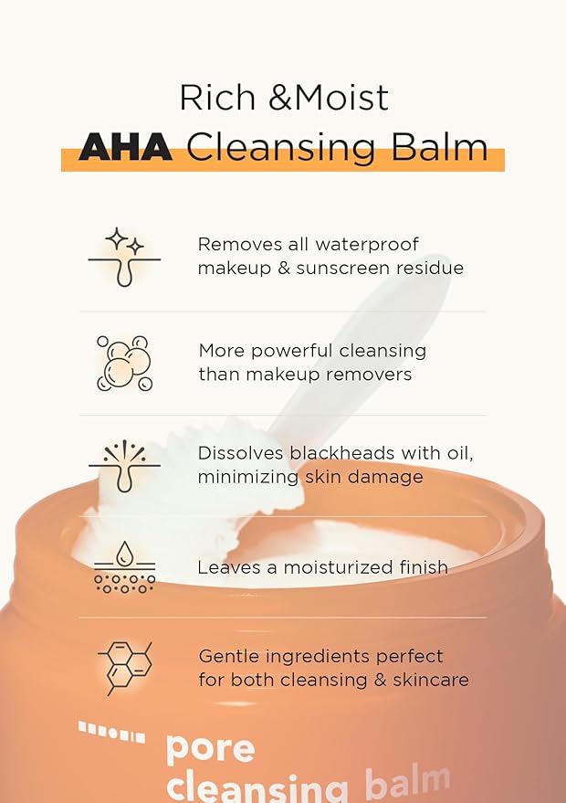 Hanskin AHA Pore Cleansing Balm, For Dry Skin, Exfoliating, Gentle Blackhead Cleanser and Makeup Remover Balm [AHA/2.82 oz]