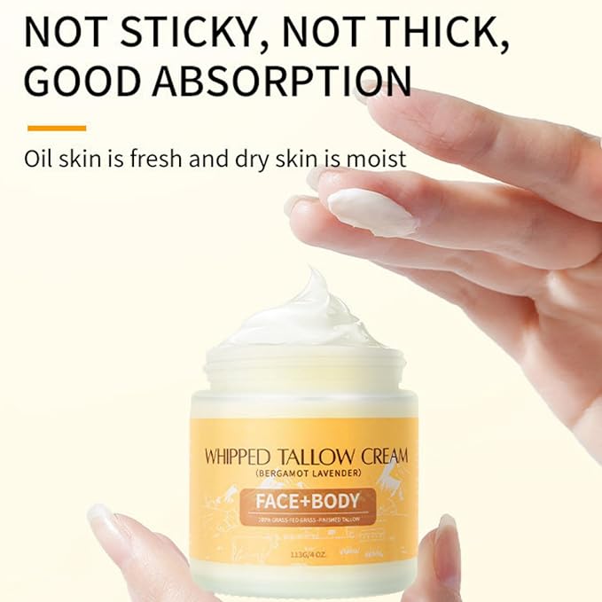 Beef Tallow Moisturizer - Tallow Balm Bergamot Lavender - Nourishing Tallow Face Moisturizer - Moisturizing Body Butter for Women - Organic Beef Tallow for Skin - Anti Aging Beef Tallow for Face