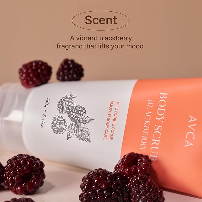 AVCA Signature Body Scrub BlackBerry for Smooth, Radiant Skin and Exfoliation 180g, 6.34fl. oz.