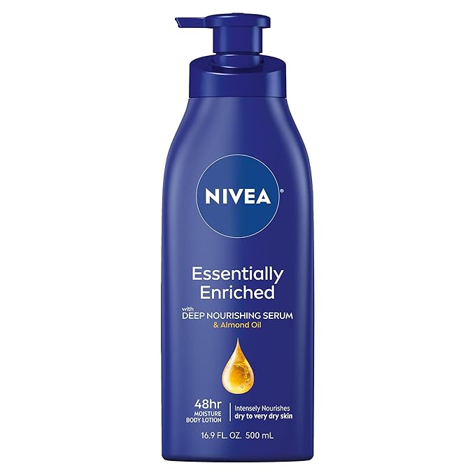 NIVEA Essentially Enriched Body Lotion for Dry Skin, Skin Care Gifts for Mom, 16.9 Fl Oz Pump Bottle, Pack of 2