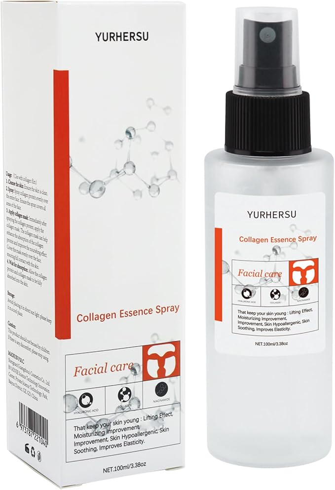 Collagen Essence Spray, Face Serum Moisturizing Toner, Fast Absorption Not Sticky Anti-wrinkle, Improving Skin Complexion Soften Skin Texture for Women Man Skin Care; 100ml/3.38 oz (Collagen)