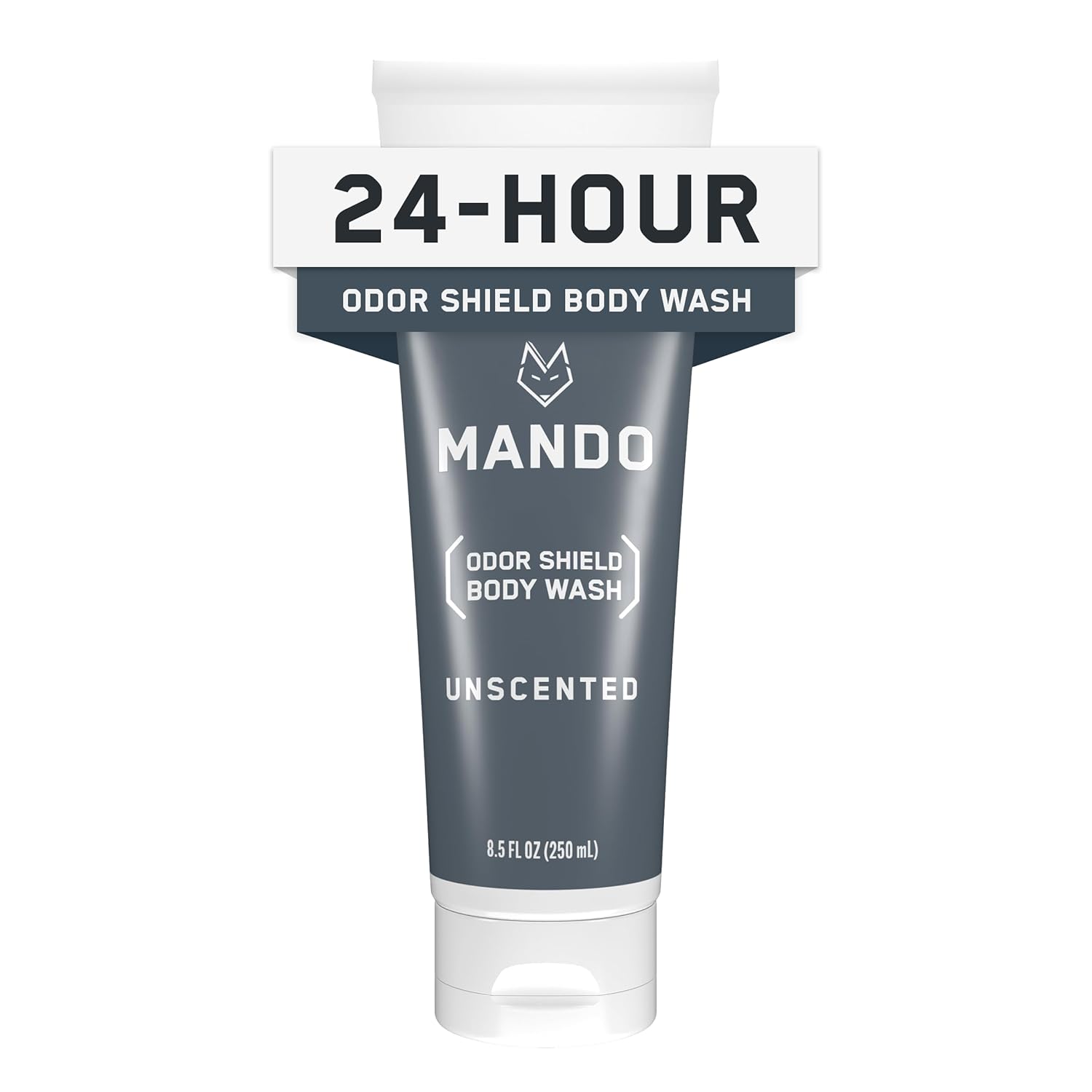 Mando Odor Shield Body Wash - 24 Hour Control - Removes Odor Better than Soap - SLS Free and Paraben Free, Skin Safe - 8.5 Ounce (Unscented)