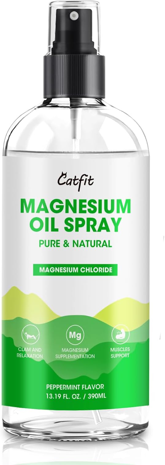 Magnesium Oil Spray - Pure & Natural Magnesium chloride Oil - Topical Magnesium Spray for Feet and Sleep, Soothing Muscles, Mood Support - High Absorption - Peppermint Flavor 390ml(13.19 Oz)