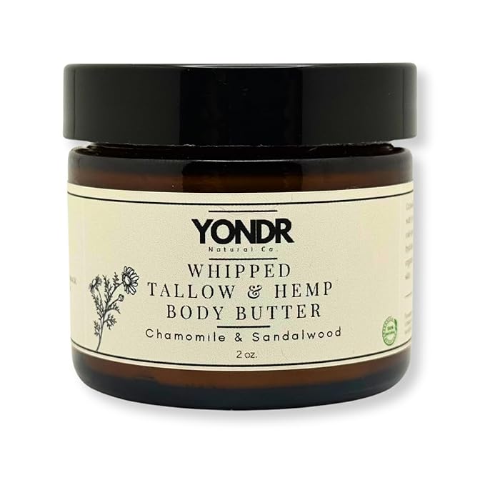 All-Natural Tallow & Hemp Body Butter | Chamomile & Sandalwood Scent | Deeply Hydrating Skincare | 2 oz